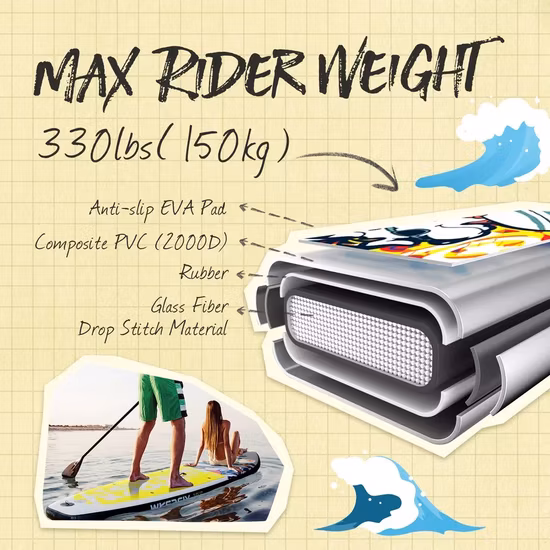 Placa de stand up paddle inflável com design personalizado de desenho animado, Isup, Sup, Paddleboard