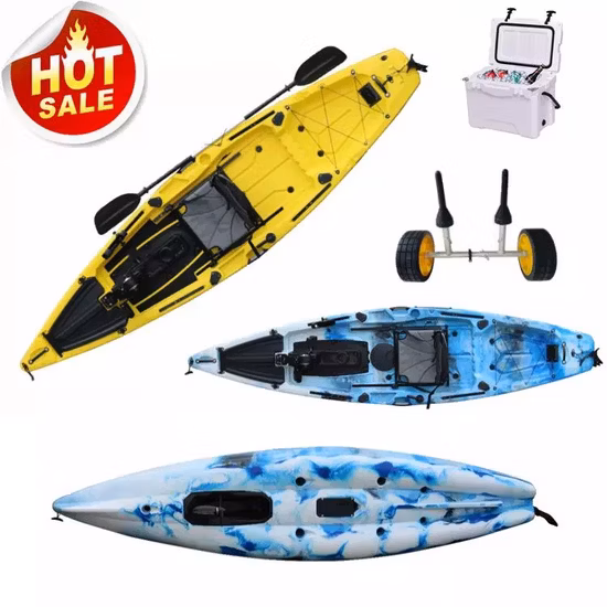 Atacado exclusivo Deisgn 12 pés de hélice e pedal de barbatana caiaque de pesca com sistema de acionamento de pedal duplo